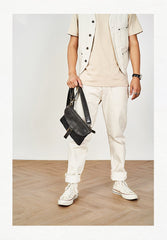 Cool Canvas Leather Mens Messenger Shoulder Bag Small Canvas Side Bag Courier Bags for Men - imessengerbags