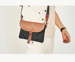 Cool Canvas Leather Mens Messenger Shoulder Bag Small Canvas Side Bag Courier Bags for Men - imessengerbags