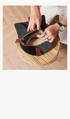 Cool Canvas Leather Mens Messenger Shoulder Bag Small Canvas Side Bag Courier Bags for Men - imessengerbags