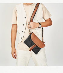 Cool Canvas Leather Mens Messenger Shoulder Bag Small Canvas Side Bag Courier Bags for Men - imessengerbags
