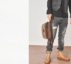 Cool Canvas Mens Messenger Bag Canvas Side Bag Chest Bag Saddle Canvas Courier Bag for Men - imessengerbags