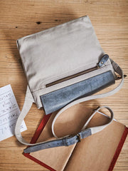 Canvas Leather Mens Small Navy Side Bag Canvas Square Messenger Bags Canvas Travel Courier Bags for Men - imessengerbags
