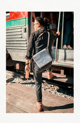 Canvas Leather Mens Small Navy Side Bag Canvas Square Messenger Bags Canvas Travel Courier Bags for Men - imessengerbags