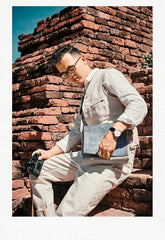 Canvas Leather Mens Small Navy Side Bag Canvas Square Messenger Bags Canvas Travel Courier Bags for Men - imessengerbags