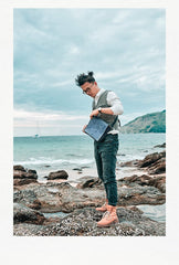 Canvas Leather Mens Small Navy Side Bag Canvas Square Messenger Bags Canvas Travel Courier Bags for Men - imessengerbags