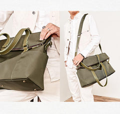 Cool Black Nylon Mens 15 inches Large Messenger Bag Briefcase Handbag Nylon Travel Green Shoulder Bag for Men - imessengerbags