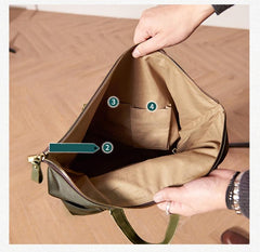 Cool Black Nylon Mens 15 inches Large Messenger Bag Briefcase Handbag Nylon Travel Green Shoulder Bag for Men - imessengerbags
