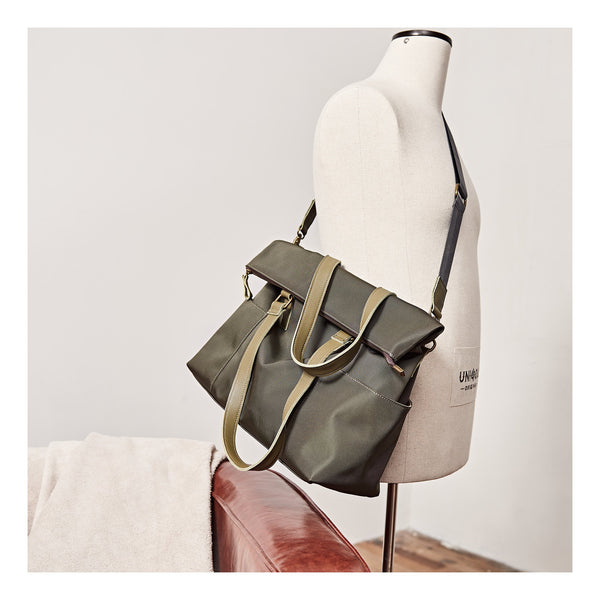 Cool Black Nylon Mens 15 inches Large Messenger Bag Briefcase Handbag Nylon Travel Green Shoulder Bag for Men - imessengerbags