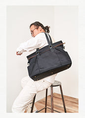 Cool Black Nylon Mens 15 inches Large Messenger Bag Briefcase Handbag Nylon Travel Green Shoulder Bag for Men - imessengerbags