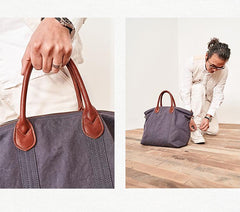 Cool Canvas Leather Mens Tote Bag 15'' Messenger Bags Handbag Canvas Tote Shoulder Bag for Men Women - imessengerbags