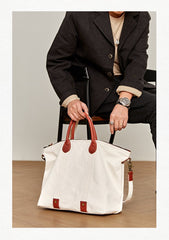 Cool Canvas Leather Mens Tote Bag 15'' Messenger Bags Handbag Canvas Tote Shoulder Bag for Men Women - imessengerbags