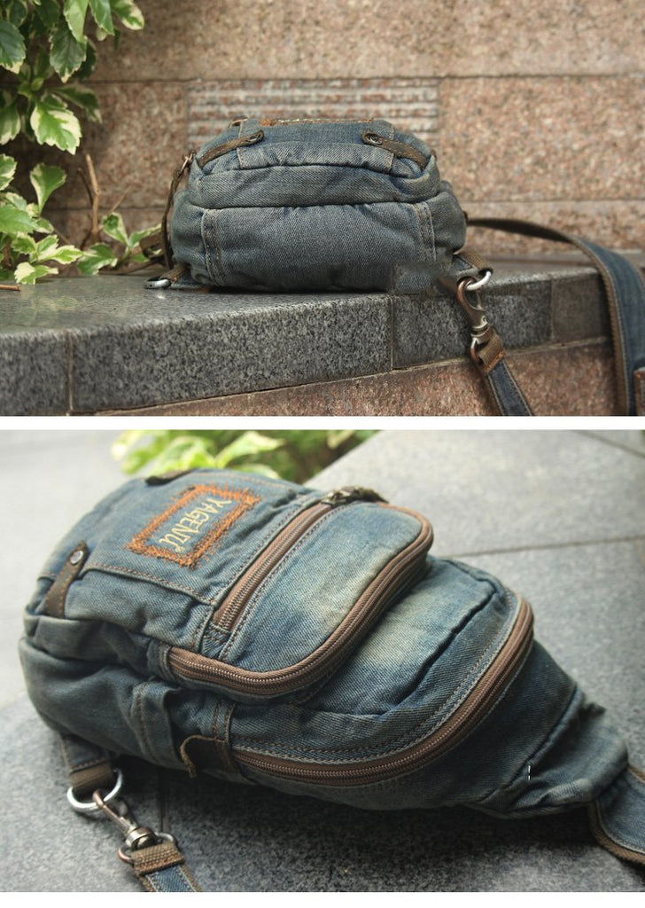 Denim Blue Canvas Aren Shoulder Bag