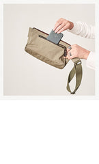 Vintage Canvas Green Leather Mens Fanny Pack Canvas Waist Bags Canvas Hip Pack for Men