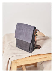 Canvas Mens Vertical Messenger Shoulder Bag Green Waxed Canvas Small Side Bag Courier Bag for Men - imessengerbags