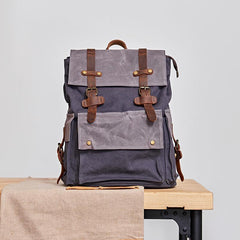 Canvas Leather Mens Backpack 15 inches Travel Green Backpacks Satchel Backpack Canvas School Backpack for Men - imessengerbags