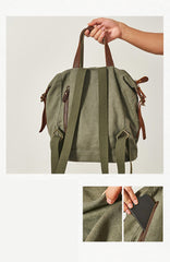 Canvas Mens Backpacks Canvas Green Satchel Backpack Canvas Computer Backpack for Men - imessengerbags