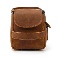 Brown Leather Men's Clutch Bag Double Zipped Dark Brown Wristlet Handbag Storage Bag For Men - imessengerbags
