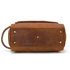 Brown Leather Men's Clutch Bag Double Zipped Dark Brown Wristlet Handbag Storage Bag For Men - imessengerbags