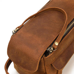 Brown Leather Men's Clutch Bag Double Zipped Dark Brown Wristlet Handbag Storage Bag For Men