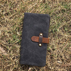Canvas Leather Long Wallets for men Bifold Vintage Men Long Wallet - imessengerbags