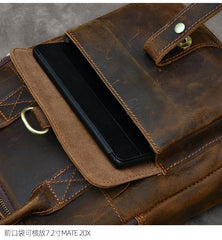 Vintage Leather Mens 10'' Vertical Brown Briefcase Handbag Bag Shoulder Bag Side Bag For Men - imessengerbags