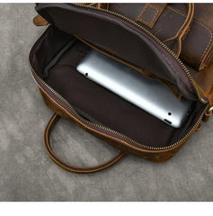 Vintage Leather Mens 10'' Vertical Brown Briefcase Handbag Bag Shoulder Bag Side Bag For Men - imessengerbags