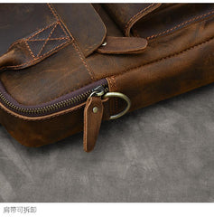 Vintage Leather Mens 10'' Vertical Brown Briefcase Handbag Bag Shoulder Bag Side Bag For Men - imessengerbags