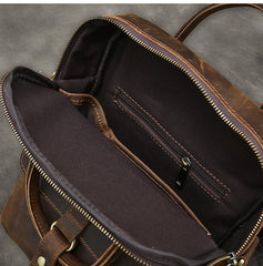 Vintage Leather Mens 10'' Vertical Brown Briefcase Handbag Bag Shoulder Bag Side Bag For Men - imessengerbags