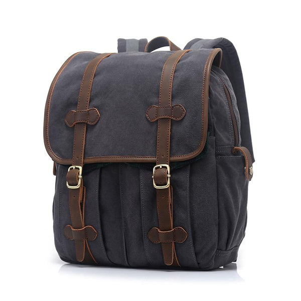 Canvas Leather Mens 15" Green Backpack Computer Backpack Luggage Backpack for Men - imessengerbags