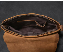 Vintage Leather Mens 13‘’ Brown Side Bag Messenger Bag Courier Bag For Men - imessengerbags