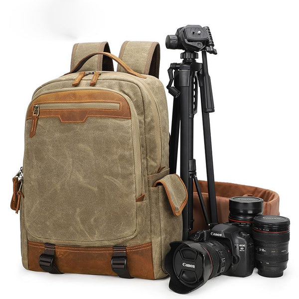 CANVAS WATERPROOF 15‘’ MENS LARGE NIKON CAMERA BACKPACK CANON CAMERA BAG DSLR CAMERA BAG FOR MEN - imessengerbags