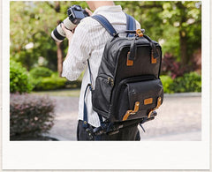 CANVAS WATERPROOF MENS 15'' CANON CAMERA BACKPACK LARGE NIKON CAMERA BAG DSLR CAMERA BAG FOR MEN - imessengerbags