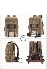 CANVAS WATERPROOF MENS CANON CAMERA BACKPACK 15'' LARGE NIKON CAMERA BAG DSLR CAMERA BAG FOR MEN - imessengerbags
