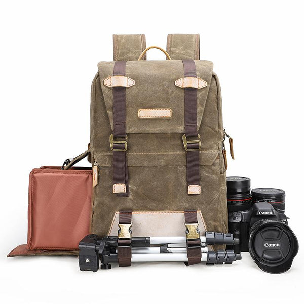 CANVAS WATERPROOF MENS CANON CAMERA BACKPACK 15'' LARGE NIKON CAMERA BAG DSLR CAMERA BAG FOR MEN - imessengerbags