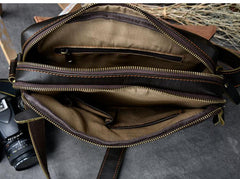 Cool Leather Mens 8‘’ Red Brown Small Side Bag Small Messenger Bag Shoulder Bag For Men - imessengerbags