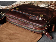 Cool Leather Mens 8‘’ Red Brown Small Side Bag Small Messenger Bag Shoulder Bag For Men - imessengerbags