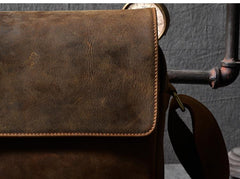 Cool Leather Mens 8‘’ Red Brown Small Side Bag Small Messenger Bag Shoulder Bag For Men - imessengerbags