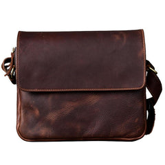 Cool Leather Mens 8‘’ Red Brown Small Side Bag Small Messenger Bag Shoulder Bag For Men - imessengerbags