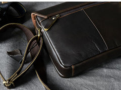 Cool Leather Mens 8‘’ Red Brown Small Side Bag Small Messenger Bag Shoulder Bag For Men - imessengerbags