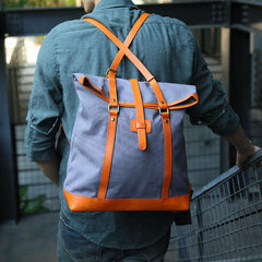 Canvas Leather Mens Backpack Travel Backpacks Laptop Backpack for men - imessengerbags