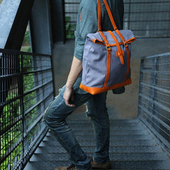 Canvas Leather Mens Backpack Travel Backpacks Laptop Backpack for men - imessengerbags