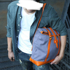 Canvas Leather Mens Backpack Travel Backpacks Laptop Backpack for men - imessengerbags