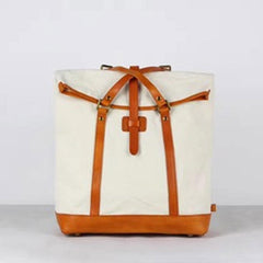 Canvas Leather Mens Backpack Travel Backpacks Laptop Backpack for men - imessengerbags