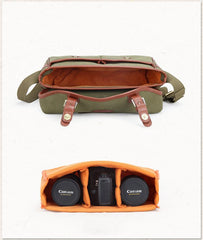 Green Washed CANVAS MENSCANON CAMERA Side Bag NIKON CAMERA Shoulder BAG DSLR CAMERA Messenger BAG FOR MEN - imessengerbags