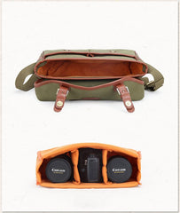 Green Washed CANVAS MENSCANON CAMERA Side Bag NIKON CAMERA Shoulder BAG DSLR CAMERA Messenger BAG FOR MEN