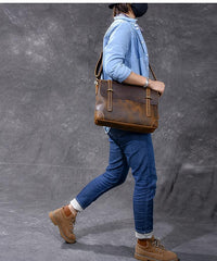Leather Mens Brown Briefcase 13'' Laptop Bag Messenger Bag Shoulder Bag For Men - imessengerbags