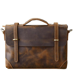 Leather Mens Brown Briefcase 13'' Laptop Bag Messenger Bag Shoulder Bag For Men - imessengerbags