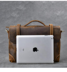 Leather Mens Brown Briefcase 13'' Laptop Bag Messenger Bag Shoulder Bag For Men - imessengerbags