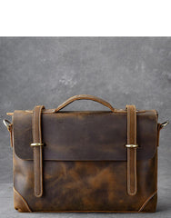 Leather Mens Brown Briefcase 13'' Laptop Bag Messenger Bag Shoulder Bag For Men - imessengerbags