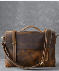 Leather Mens Brown Briefcase 13'' Laptop Bag Messenger Bag Shoulder Bag For Men - imessengerbags